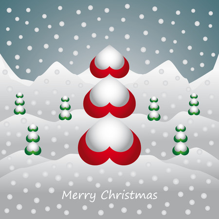 Christmas card with trees and snow landscapeのイラスト素材