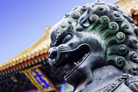 the copper lion of yiheyuan park,Beijingの写真素材