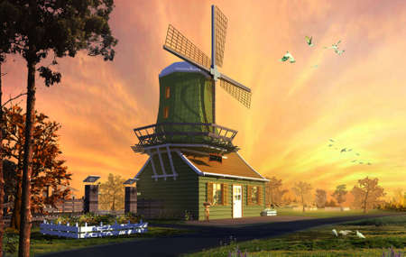 rendering windmillの写真素材