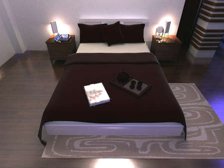 rendering of home interior focused on bed room の写真素材
