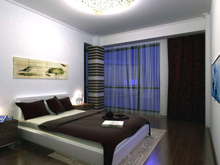 rendering of home interior focused on bed room の写真素材