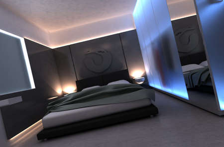 rendering of home interior focused on bed room の写真素材