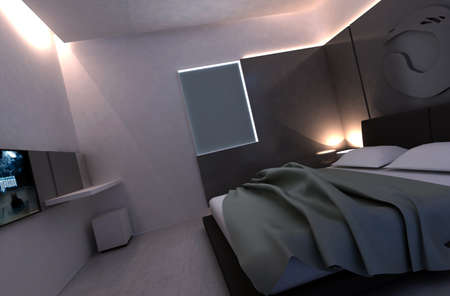 rendering of home interior focused on bed room の写真素材
