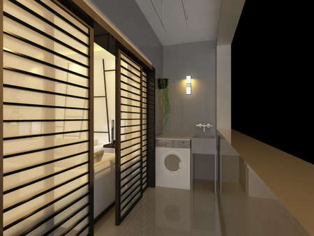 Interior fashionable living-room rendering の写真素材