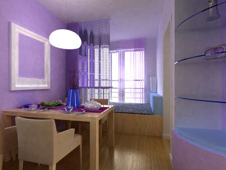 Interior fashionable living-room rendering の写真素材