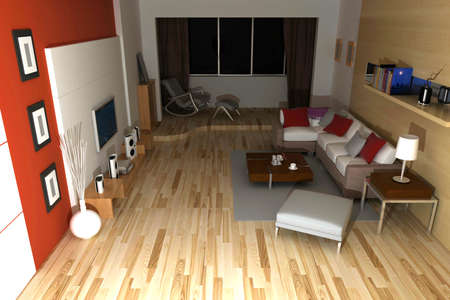 Interior fashionable living-room rendering の写真素材