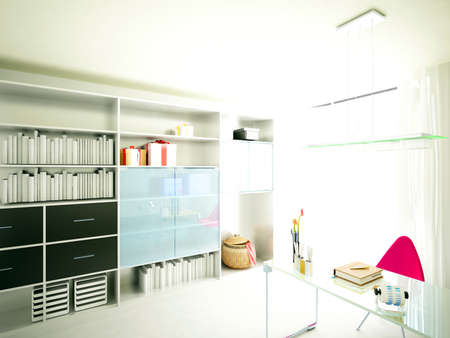 Interior fashionable living-room rendering の写真素材
