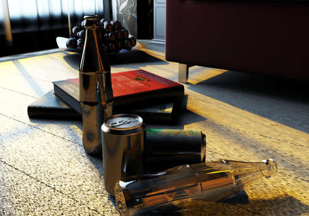 Interior fashionable living-room rendering の写真素材