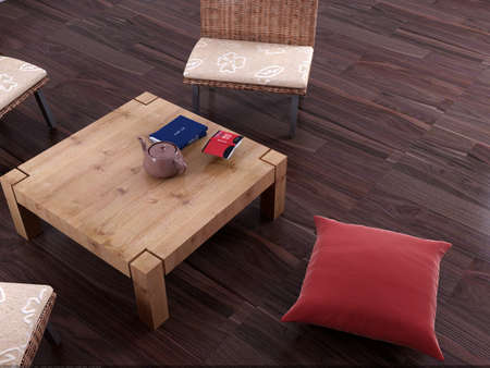 Interior fashionable living-room rendering の写真素材