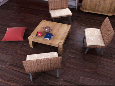 Interior fashionable living-room rendering の写真素材