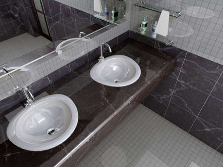 rendering of the modern bathroom interiorの写真素材