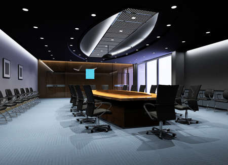 the computer generated 3d image of the modern conference hall 