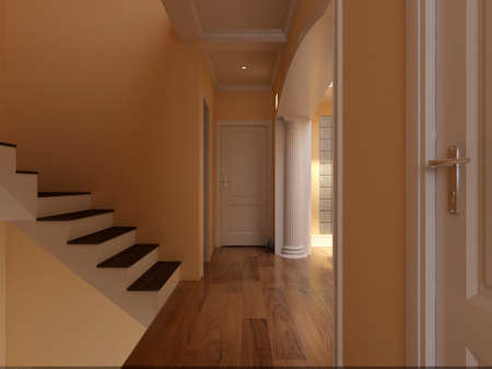 Interior fashionable living-room rendering の写真素材