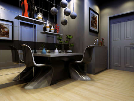 Interior fashionable living-room rendering の写真素材