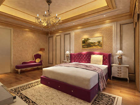 rendering of home interior focused on bed roomの写真素材