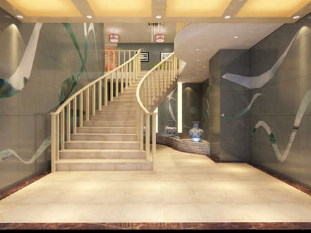 Interior fashionable living-room rendering の写真素材