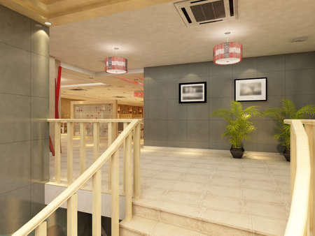 Interior fashionable living-room rendering の写真素材