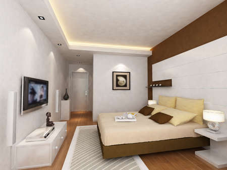 rendering of home interior focused on bed room の写真素材