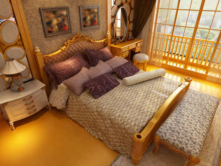 rendering of home interior focused on bed room の写真素材
