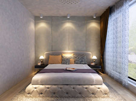 rendering of home interior focused on bed room の写真素材
