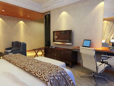 rendering of home interior focused on bed room の写真素材