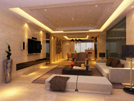 Modern design interior of living-room. render の写真素材