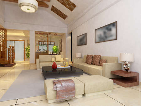 Modern design interior of living-room. render の写真素材