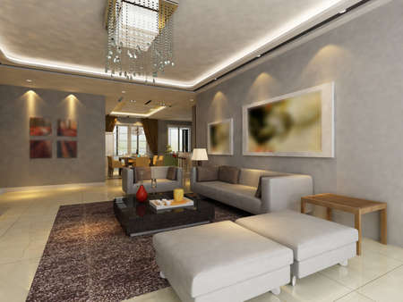 Modern design interior of living-room. render の写真素材