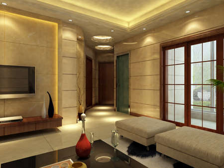 Modern design interior of living-room. render の写真素材