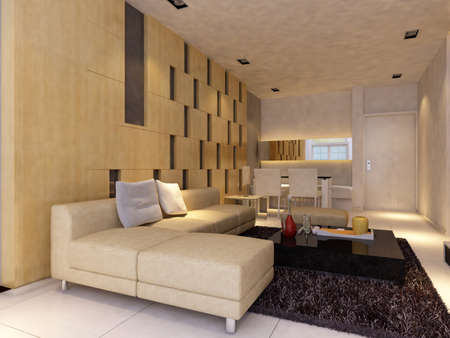 Modern design interior of living-room. render の写真素材