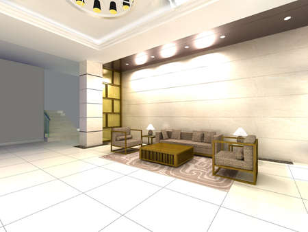 rendering empty lobby interior.の写真素材