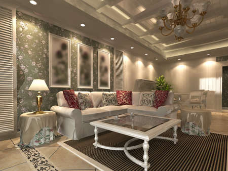 3D rendering of living roomの写真素材
