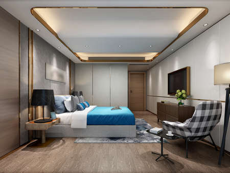 3D rendering bed room, so comfortable.の写真素材