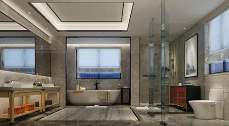 3D rendering of a Bathroom interior.の写真素材