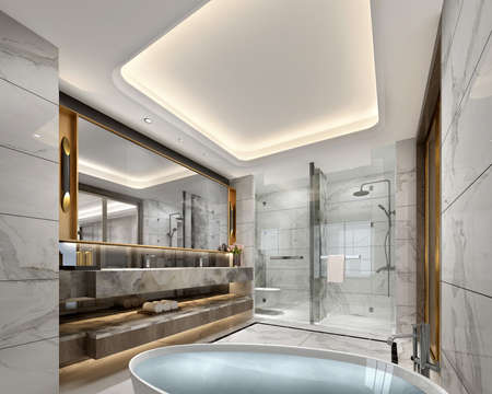 3D rendering of a Bathroom interior.の写真素材