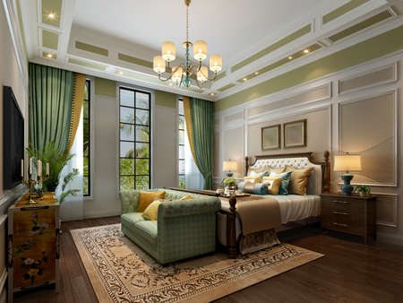 3D rendering bed room, so comfortable.の写真素材