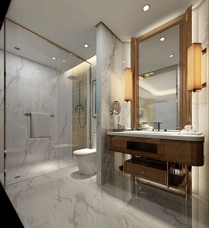 3D rendering of a Bathroom interior.の写真素材