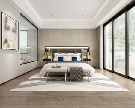 3D rendering bed room, so comfortable.の写真素材