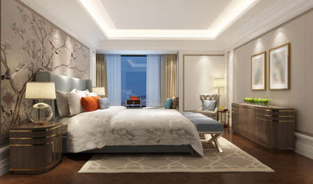 3D rendering bed room, so comfortable.の写真素材