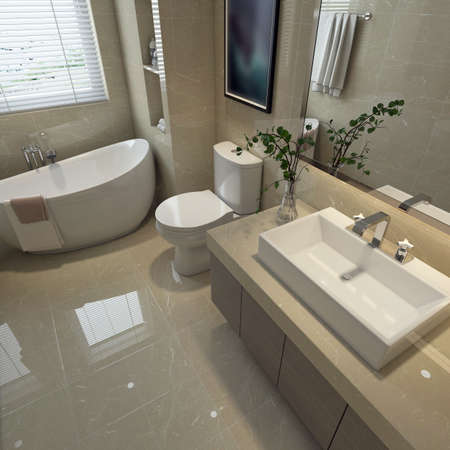 3D rendering of a Bathroom interior.の写真素材