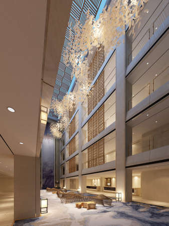 rendering empty lobby interior.の写真素材