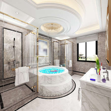 3D rendering of a Bathroom interior.