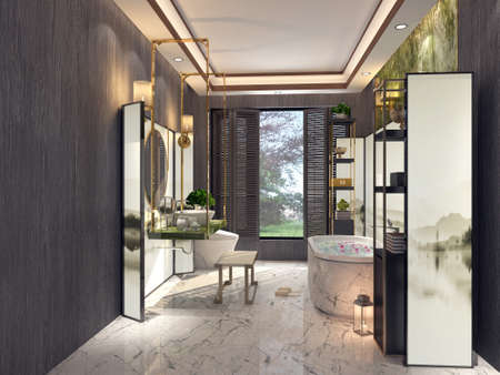 3D rendering of a Bathroom interior.の写真素材