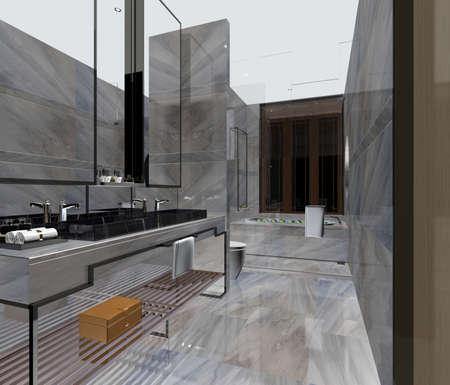 3D rendering of a Bathroom interior.の写真素材