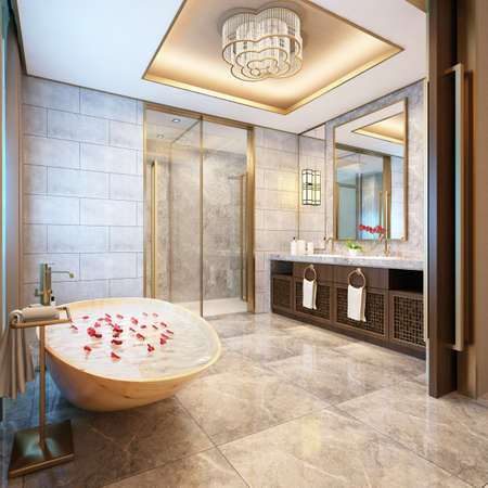 3D rendering of a Bathroom interior.の写真素材