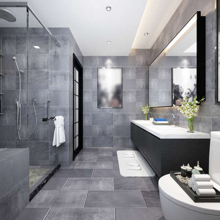 3D rendering of a Bathroom interior.の写真素材
