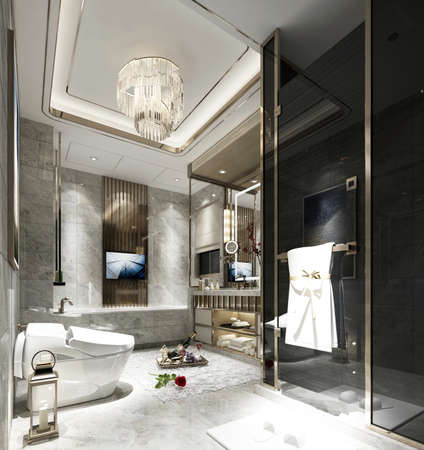 3D rendering of a Bathroom interior.の写真素材