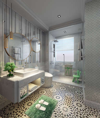 3D rendering of a Bathroom interior.の写真素材