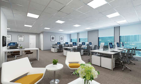 modern office interior 3d renderingの写真素材