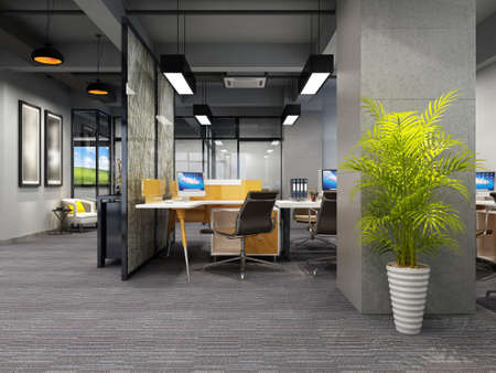 modern office interior 3d renderingの写真素材